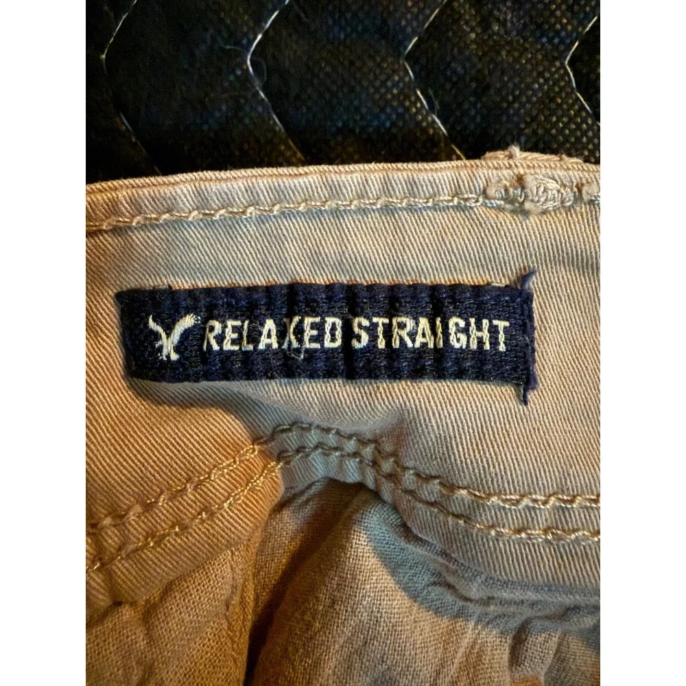 American Eagle Extreme Flex Relaxed Straight Pants Mens 33x30 Khaki Tan Chino